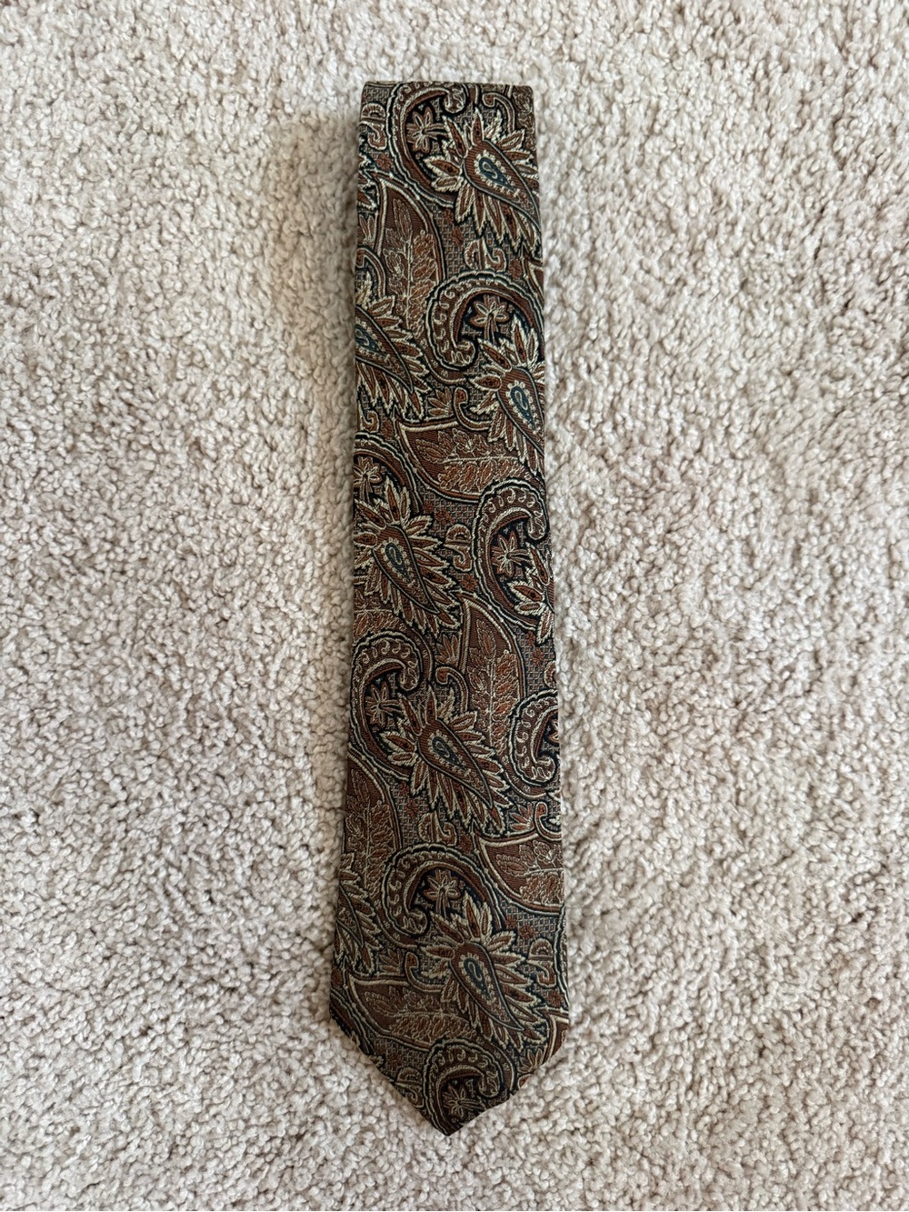 Polo by Ralph Lauren Brown Paisley Silk Tie with Tan & Cream Accents